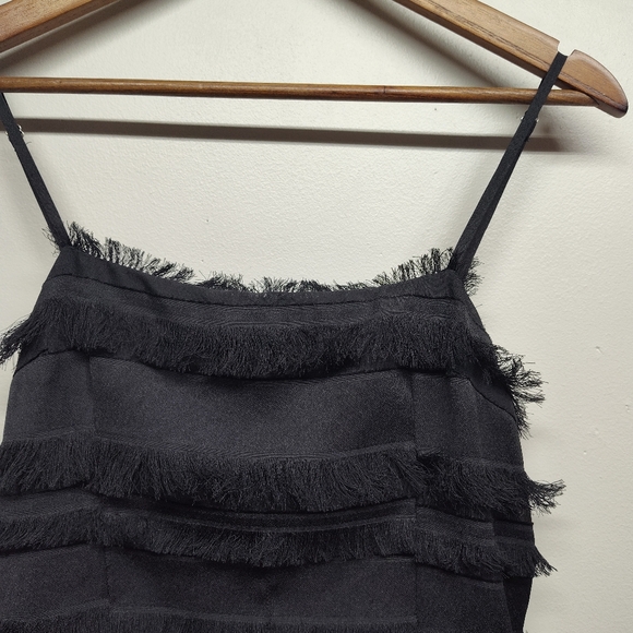 Princess Polly Mini Dress Women Size 8 Black Fringes Sleeveless Slim Fit - Picture 2 of 8